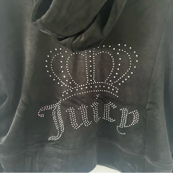 Juicy Couture Black cropped Hoodie L - Picture 7 of 9
